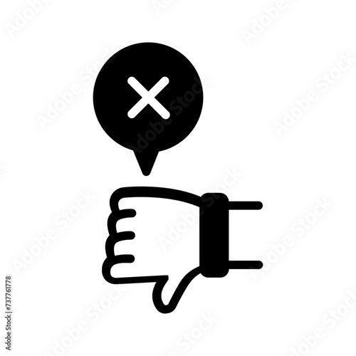 Vector solid black icon for Disagree