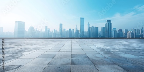 city scene over a concrete floor, in the style of grandiose cityscape views, 