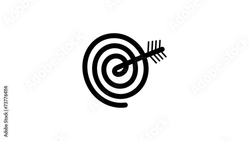 Target with arrow, black isolated silhouette