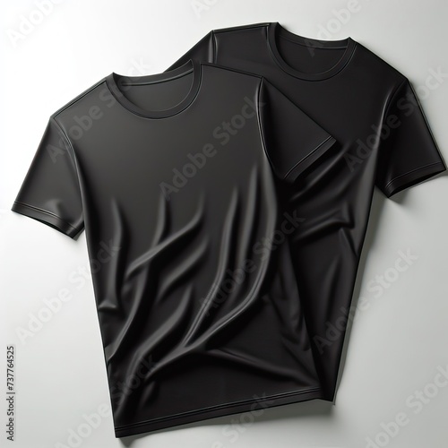 Sleek black t-shirt mockup on a isolated White and transparent Png, background
 photo