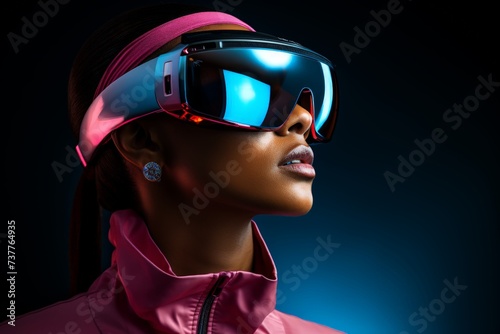 Futuristic Vision: Woman in Pink VR Goggles and Jacket © Phieo Alex