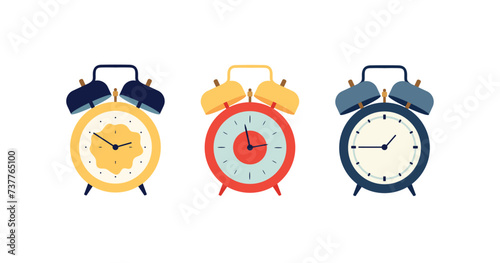 Set of colorful alarm clocks vector illustration