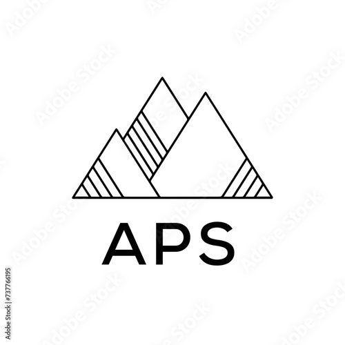 APS Letter Logo. Minimalist Mountain Logo Design with APS Text. APS Geometric Adventure Branding Emblem.
