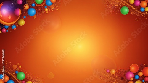 Abstract Vibrant Orange Banner with Orb Bubble Background 