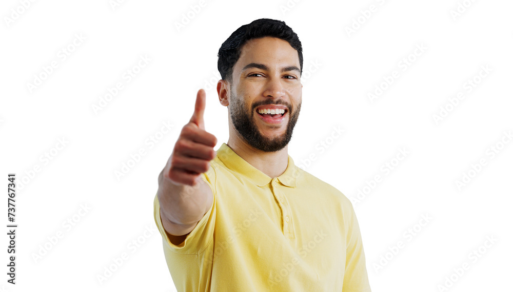 Happy man, portrait and thumbs up for winning, good job or thank you on a transparent PNG background. Young male person or model with smile, like emoji or yes sign for positive, approval or agreement Happy man, portrait and thumbs up for winning, good job or thank you on a transparent PNG background. Young male person or model with smile, like emoji or yes sign for positive, approval or agreement