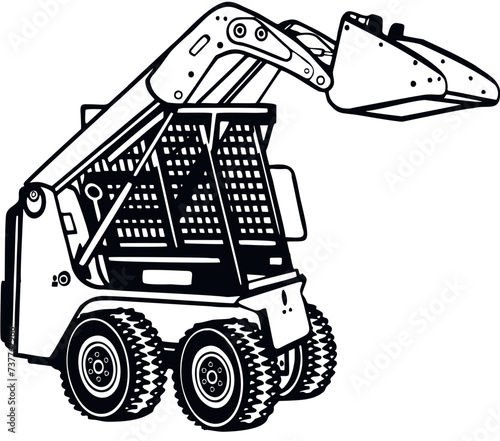 Skid Steer Loader - Construction Vehicle - Machine Equipment Builder. Vector illustration