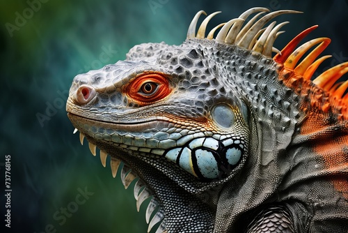 Exotic nature head iguana reptile lizard.