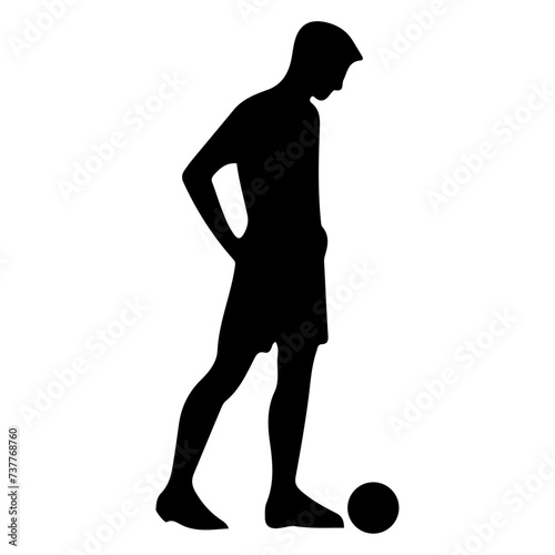 Soccer player pose vector icon in flat style black color silhouette