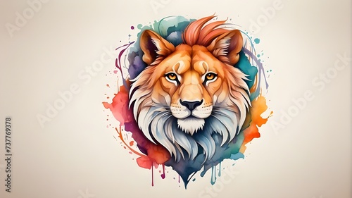 Imagine a logo that combines the elegance of watercolor with the strength of a lion face. This logo, created by the talented yukisakura, features a colorful and detailed rendering of a fox, set agains photo