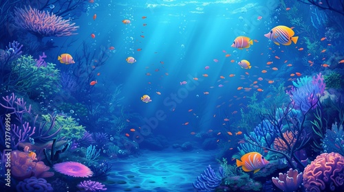 Wonderful and gorgeous underwater habitat with corals and tropical species.