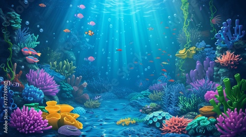 Wonderful and gorgeous underwater habitat with corals and tropical species.