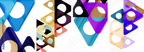 Abstract background set featuring captivating triangles. Harmonious blend of geometry and style, these designs bring modern flair