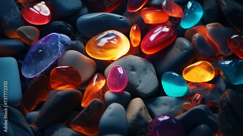 colored beach stones background,colorful pebble wallpaper.	 photo