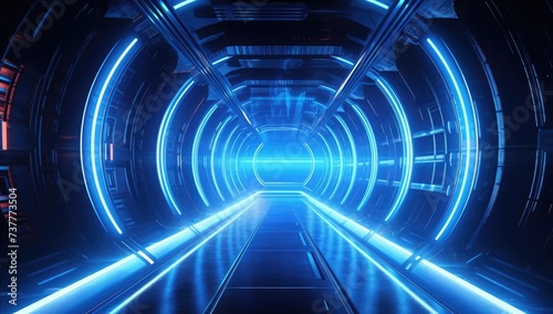 Futuristic tunnels and tunnels with lights. Data center, server, internet and speed motion graphics.