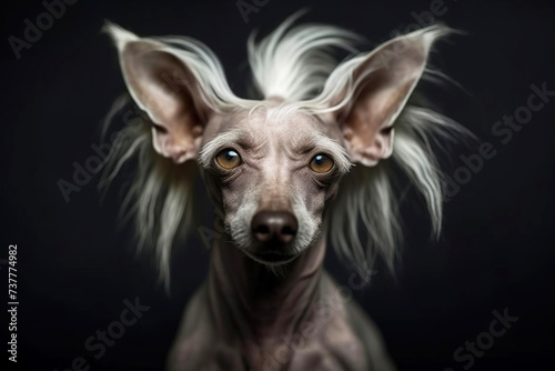 Purebred purebred beautiful dog breed chinese crested dog hairless cutie.