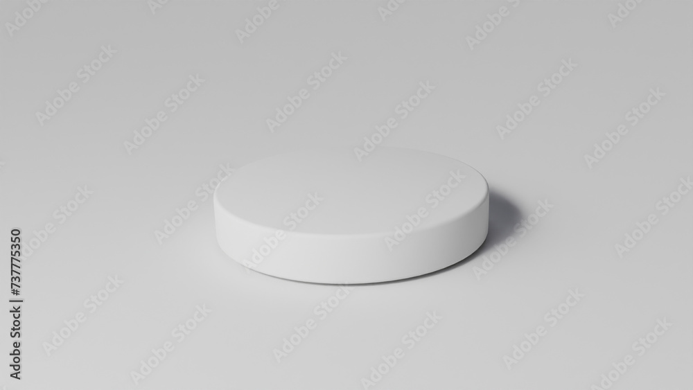 blank white cylinder on white background for mockup, white podium for product display, 3d render