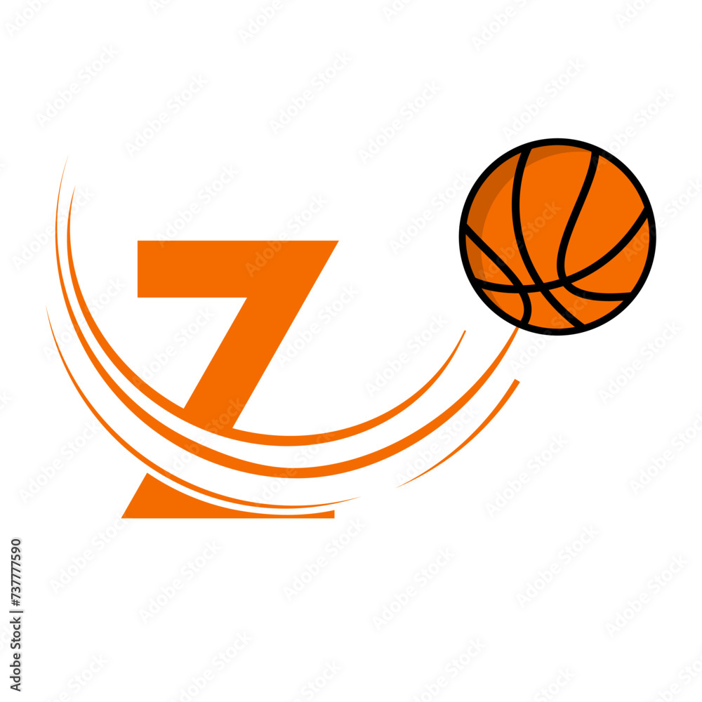 z Letter with basket ball design logo template illustration