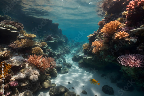 The symphony of underwater coral reefs and colorful fishes