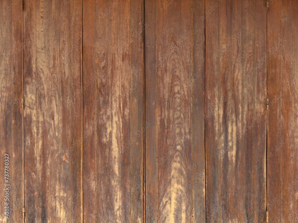 Naklejka premium Old classic wall with vintage brown beech wood panels