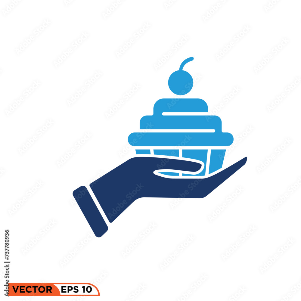 Fototapeta premium Food in hand icon design vector graphic of template, sign and symbol