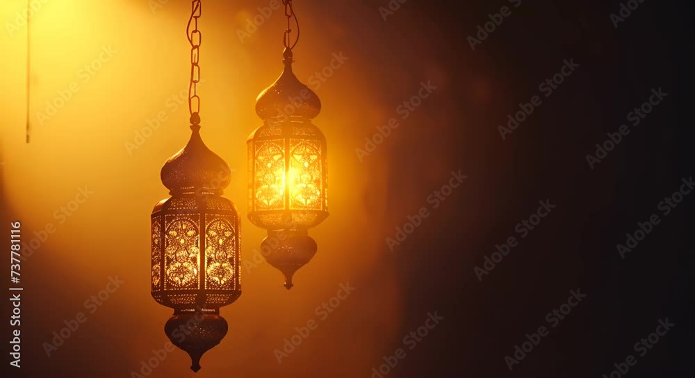 Islamic arabic lantern in the beautiful night fantasy animation. Ramadan Kareem concept. Islamic arabic lantern in the beautiful night fantasy animation. Ramadan Kareem concept.