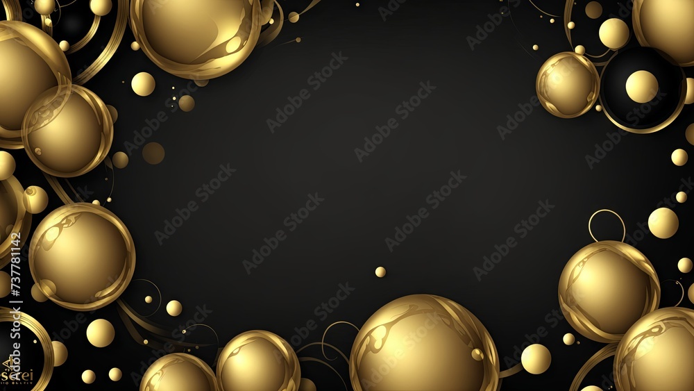 Contemporary abstract black and gold orb bubble banner backdrop 