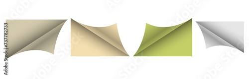 Paper Corner Folds - Set of four paper corner folds isolated on white background.