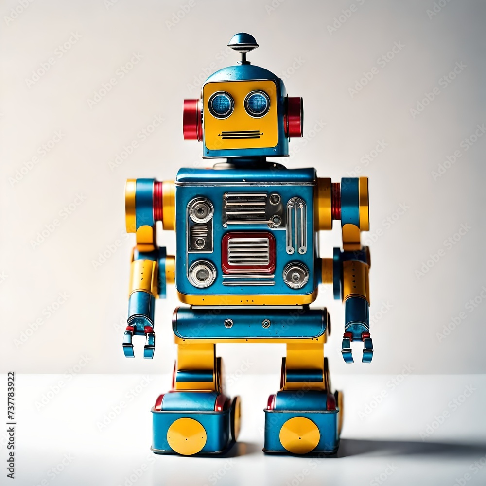 Fototapeta premium fictional unbranded isolated vintage toy robot