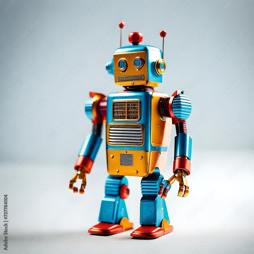 Fototapeta premium fictional unbranded isolated vintage toy robot