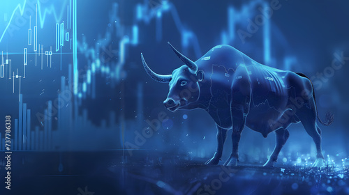 Bull Market Graphic Illustration Showing Upward Investment Conditions © javu