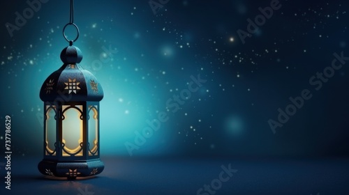 Decoration Ramadan Lantern Isolated on Blue Background