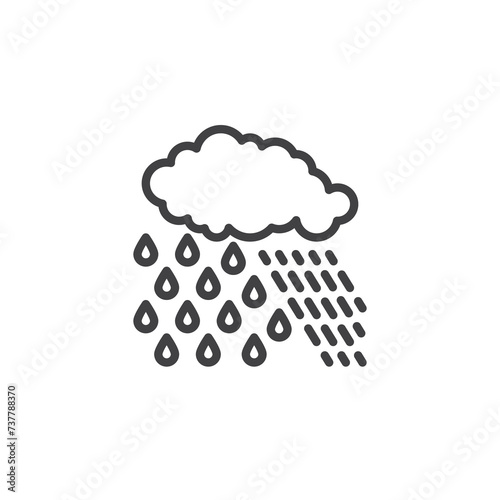 Cloud with rain drops line icon
