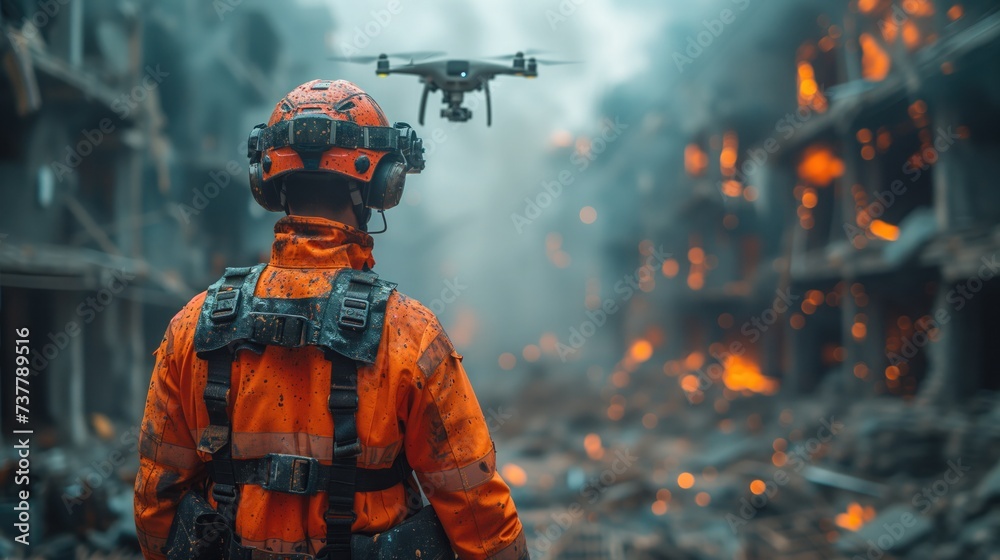 transformative power of AI in disaster response with a photo of emergency responders using AI analytics to predict and mitigate the impact of natural disasters, saving lives and reducing damage transformative power of AI in disaster response with a photo of emergency responders using AI analytics to predict and mitigate the impact of natural disasters, saving lives and reducing damage