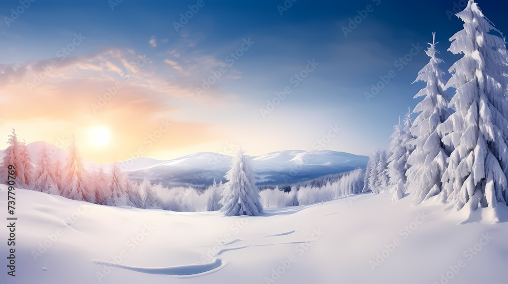 Fototapeta premium Natural winter landscape aerial drone top view