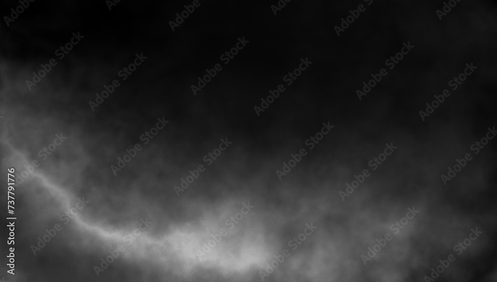 Abstract misty fog on isolated black background. Smoke stage studio. Texture overlays. The concept of aromatherapy.