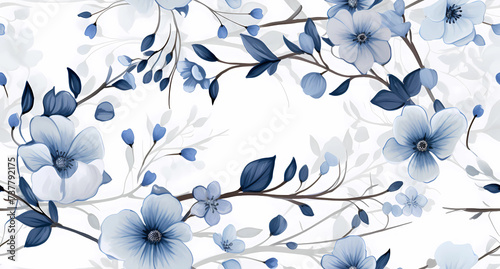 navy blue flowers on white background
