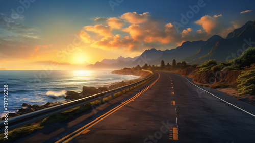 A long road next to the ocean