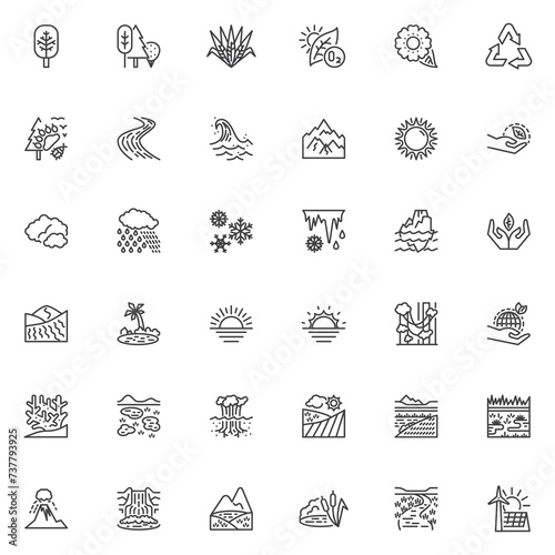 Environment and nature line icons set