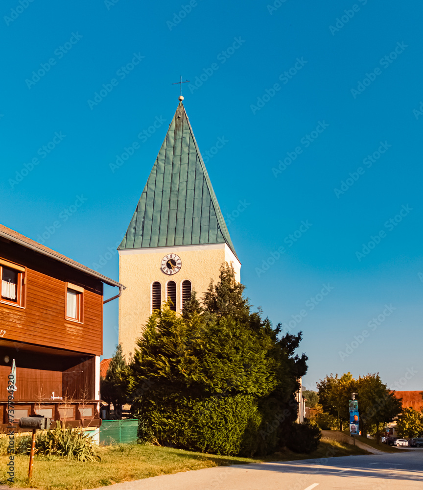 Church on a sunny summer day at Rathsmannsdorf, Windorf, Passau, Bavaria, Germany