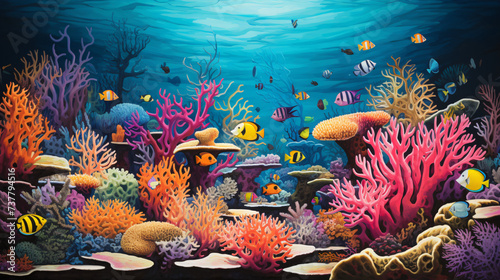 A painting of a coral reef