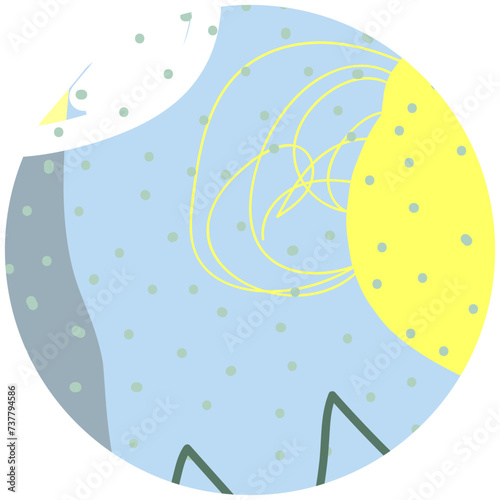 Pastel abstract circle irregular shape and doodle line background