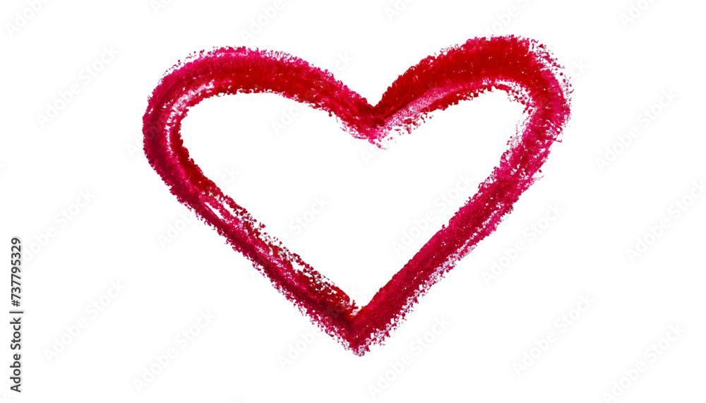 red heart shape outline with lipstick isolated on transparent background png