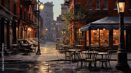 A painting of a street scene © Jafger