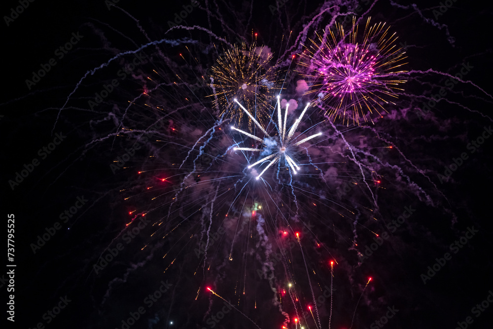 Obraz premium New Year's fireworks. Selective focus.