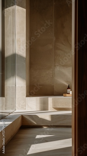 Close up of Minimalist modern bathroom interior, luxury