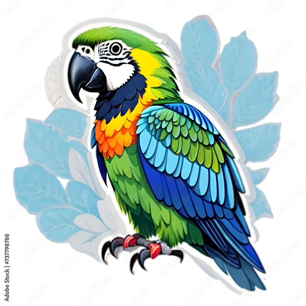 Cute Macaw Cartoon On Tree Branch Free PNG and Clipart