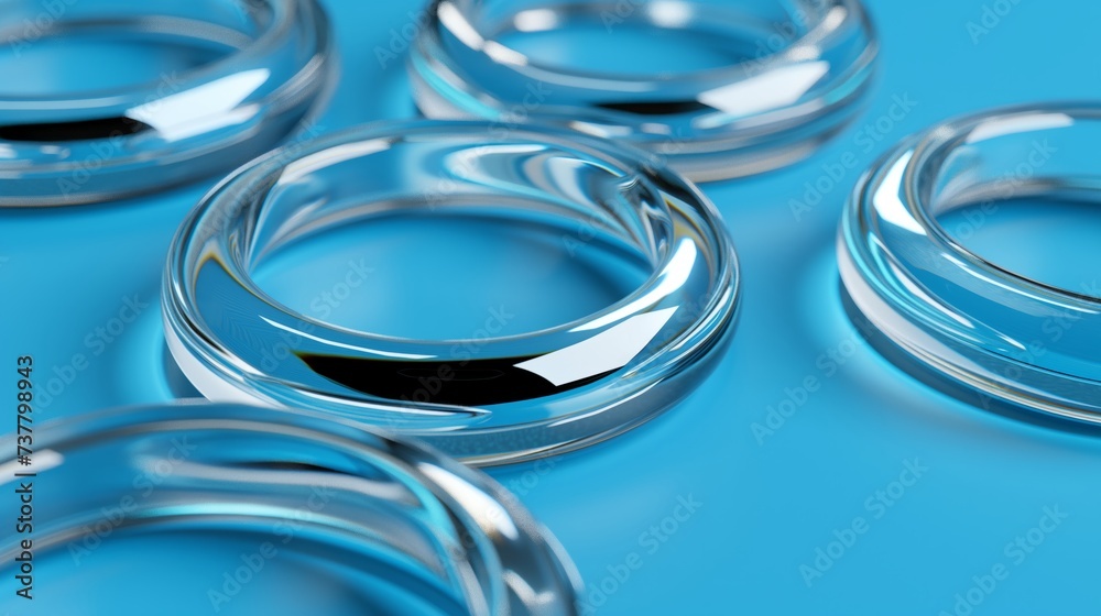 Azure Infinity: Gleaming Rings on a Vivid Blue Backdrop Azure Infinity: Gleaming Rings on a Vivid Blue Backdrop