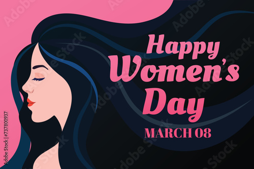 Happy International Women's Day. Vector Illustration of Women 