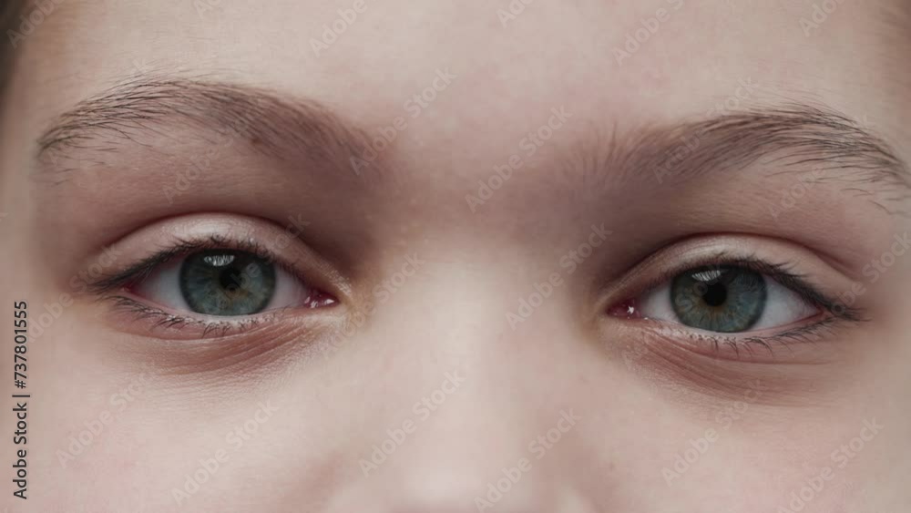 Portrait of Young Girl Face with Beautiful Eyes Looking at Camera Close Up. Wide Vision of Good Sighted Child with Nice European Features. Modern Concept of One Female Kid in Teen Age with Normal Mood Portrait of Young Girl Face with Beautiful Eyes Looking at Camera Close Up. Wide Vision of Good Sighted Child with Nice European Features. Modern Concept of One Female Kid in Teen Age with Normal Mood
