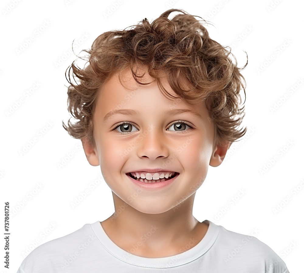 Young boy with curly hair and bright eyes, cut out Young boy with curly hair and bright eyes, cut out